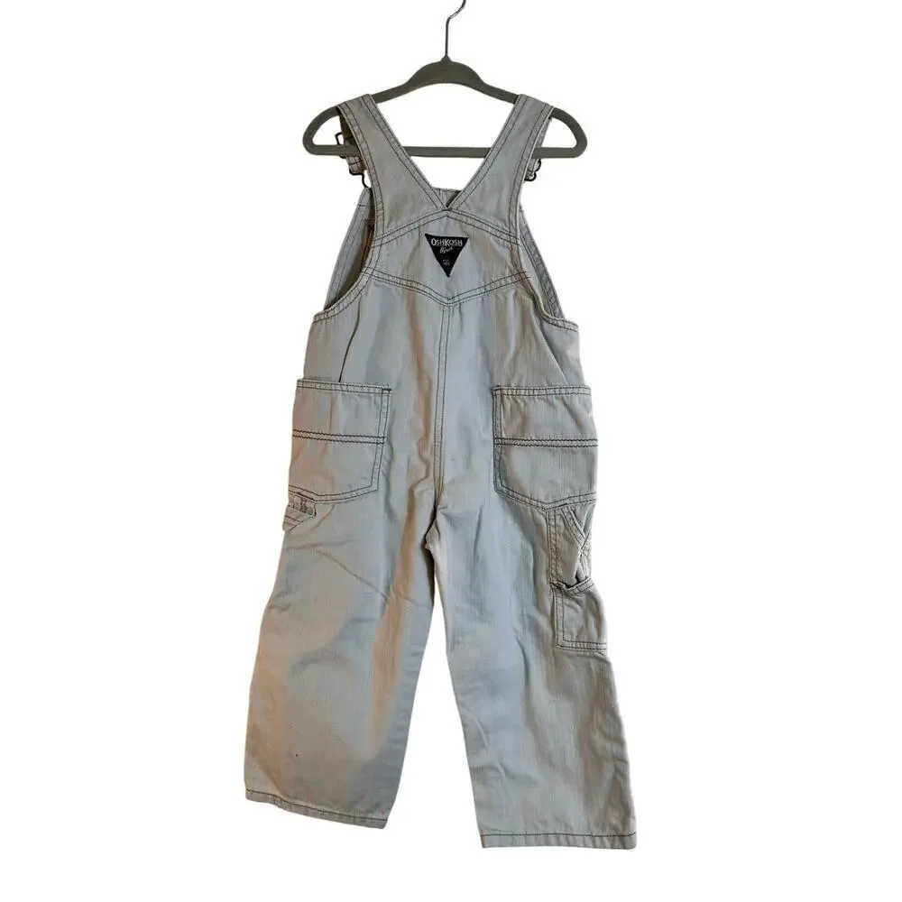 OSHKOSH B’GOSH Boy’s Vestbak Light Gray Bib Overalls / Size: 2T